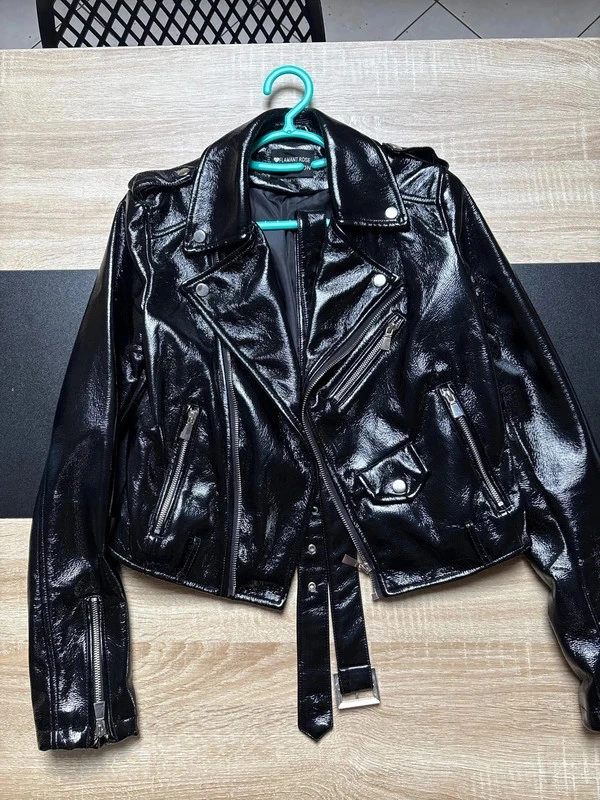 Veste perfecto noir brillante – élégante & chic Taille 1